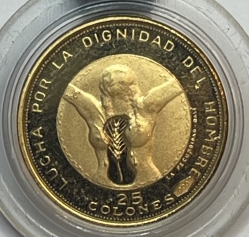 Золотая монета 25 колон 1971г., Сальвадор, Au 900, 2,94г.